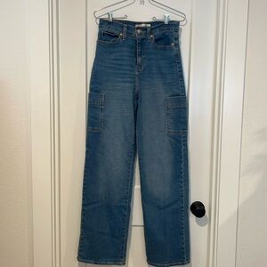 High Rise Loose Straight Cargo Jeans